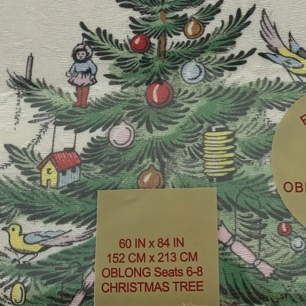 Spode Christmas Tree Tablecloth 60x84 NWT